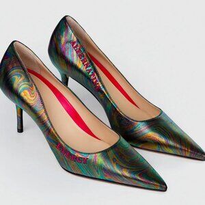 Brand New: Iridescent Rainbow Leather Heel